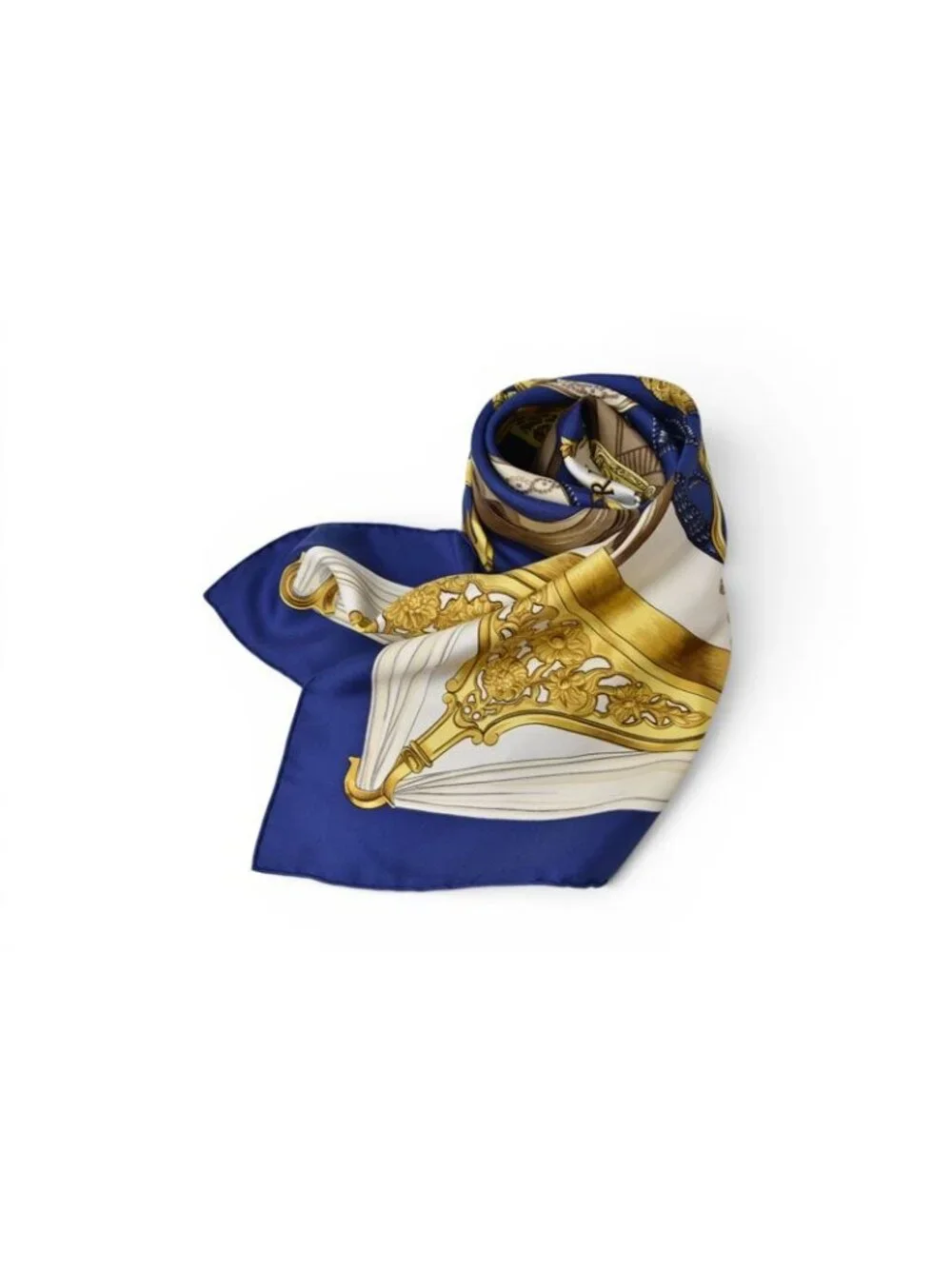 Hermes Carre 90 Scarf Vintage Etriers Stirrup Fantasy Blue